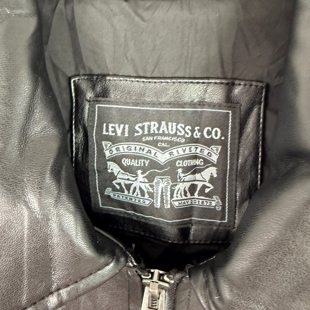 NWT Levi's Lightweight Faux Leather Bomber Jacket Zippers Black Size XL NEW - Picture 5 of 16
